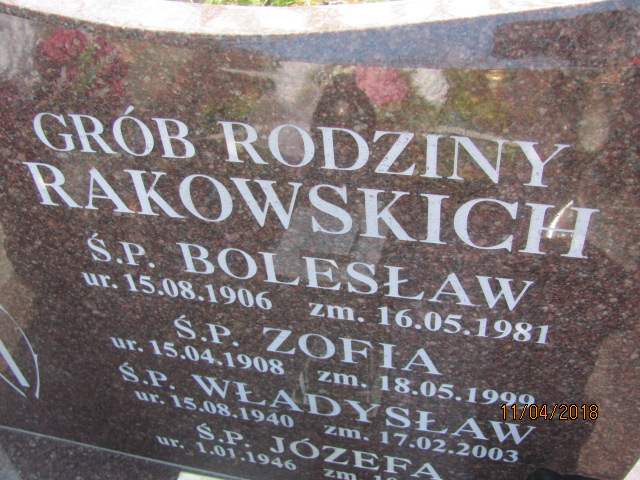 Władysław Rakowski 1940 Ustka - Grobonet - Wyszukiwarka osób pochowanych