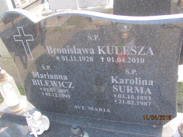 Bronisława Kulesza 1928 Ustka - Grobonet - Wyszukiwarka osób pochowanych